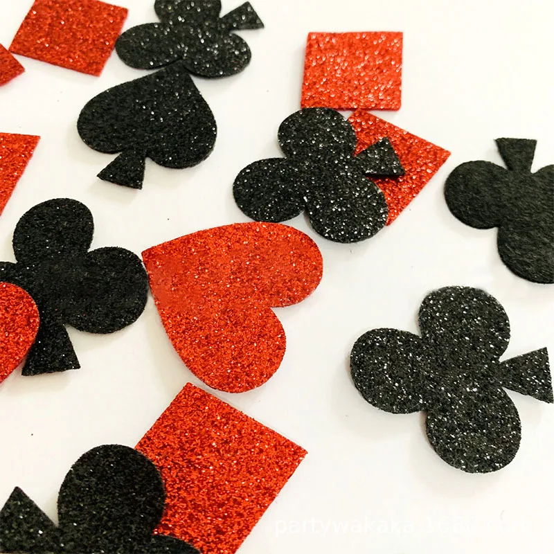 100pcs/200pcs Casino Poker Confetti Glitter Nonwoven Casino Party Table Scatters Playing Card Theme Birthday Party Decorations