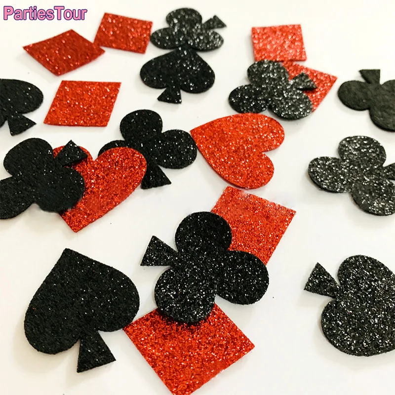 100pcs/200pcs Casino Poker Confetti Glitter Nonwoven Casino Party Table Scatters Playing Card Theme Birthday Party Decorations