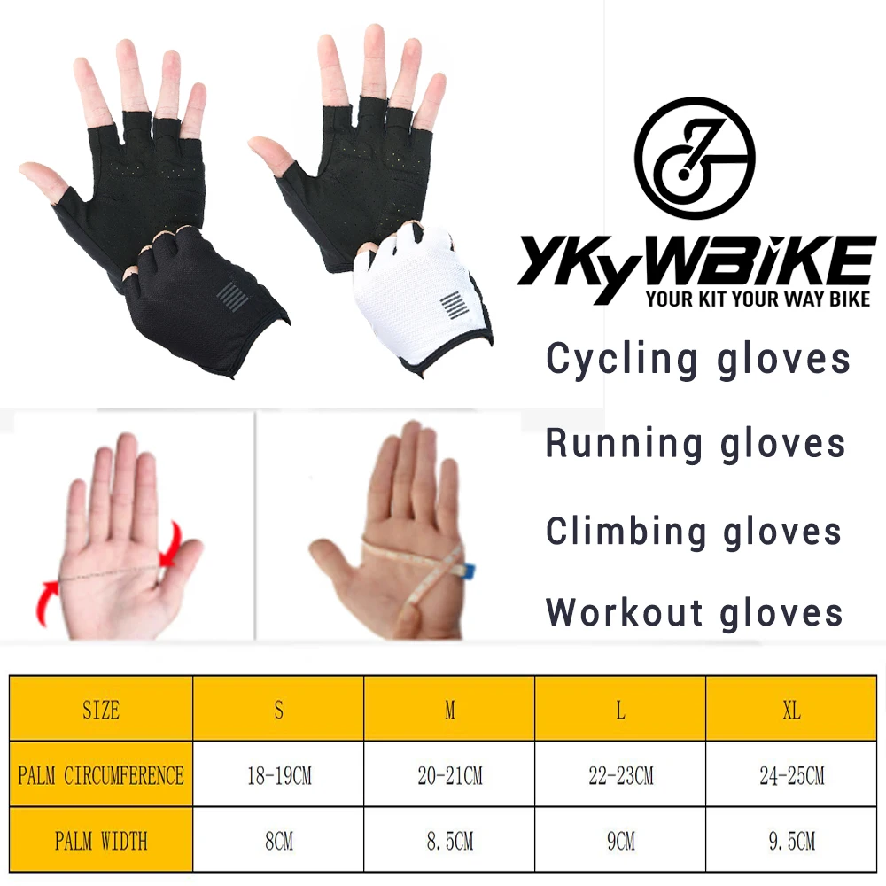 YKYWBIKE Cycling Gloves MTB Road Gloves Mountain Bike Half Finger Gloves Men Summer Bicycle MTB Bike Gloves Guantes Ciclismo