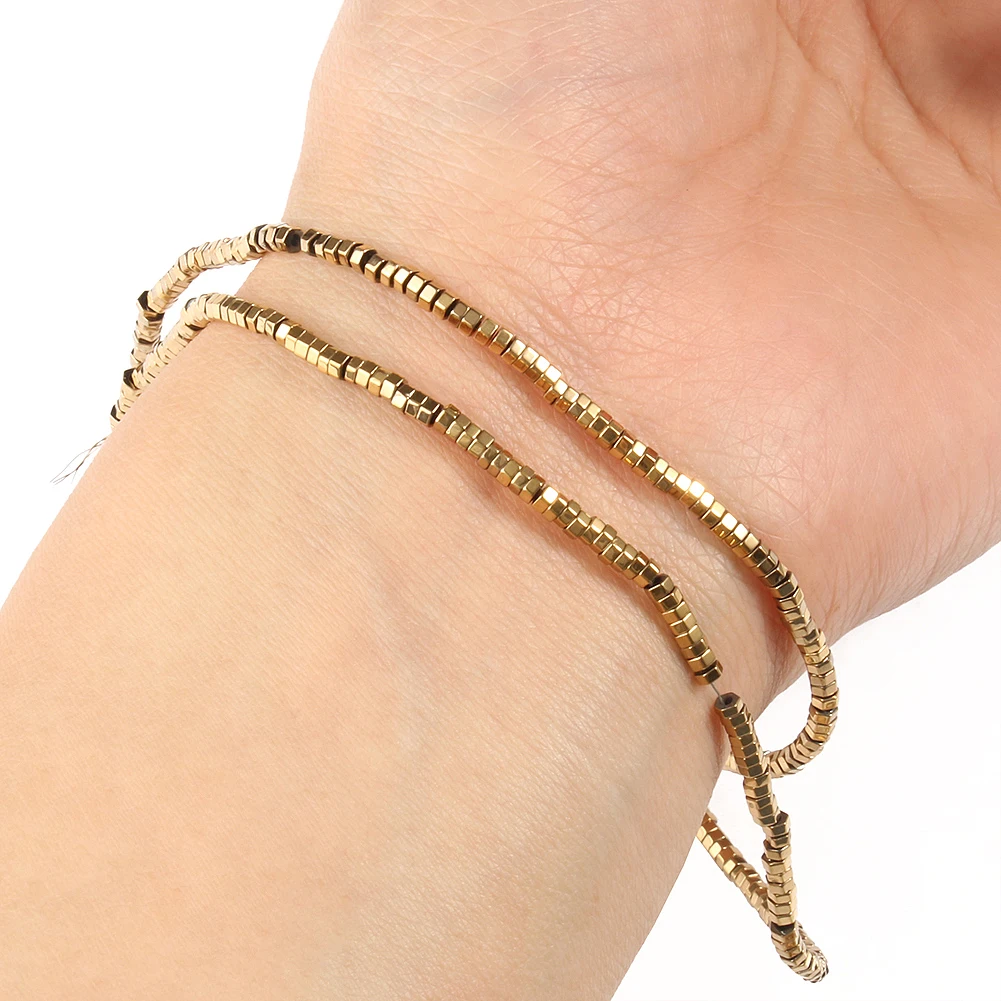 Natural Gold Plating Hematite Beads Color Retention Loose Rondelle Spacer Beads for Jewelry Making DIY Gift Bracelets Necklace