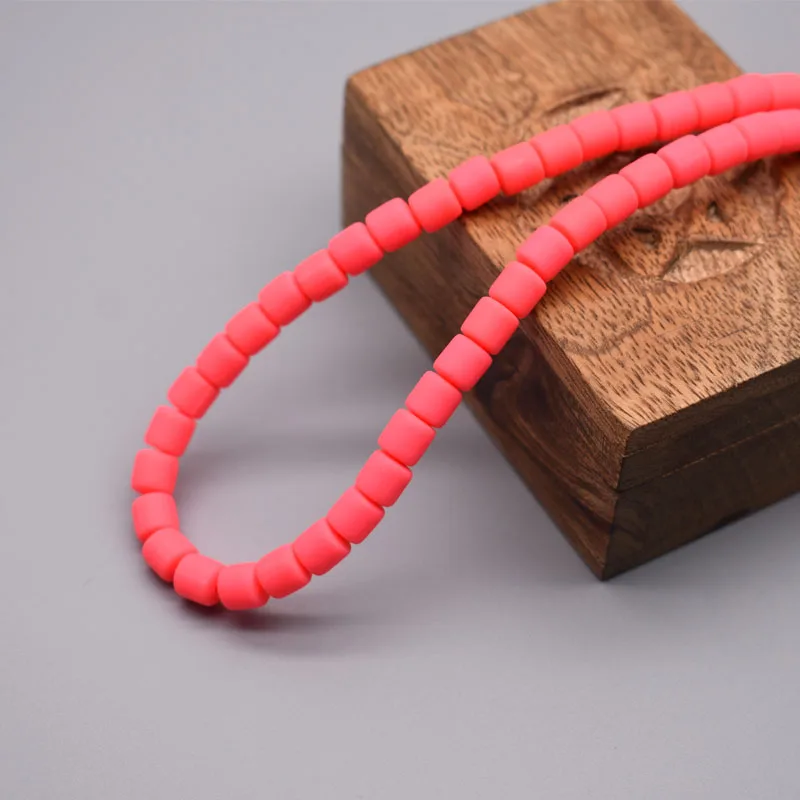 New 6mm 60pcs/lot Color Barrel Polymer Clay Beads Tube Spacer Beads For Jewelry Making DIY Handmade Bracelet Accessory