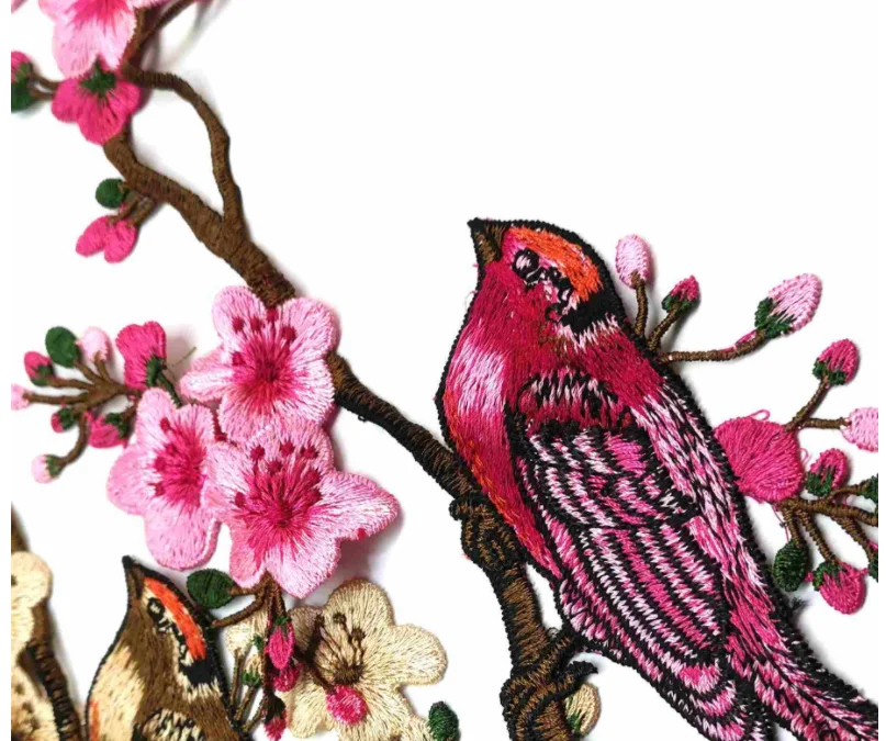 Dancing Bird Plum Blossom Water Soluble Embroidery Collar Flower Water Soluble Flower Cloth Stickers Sewing Accessories Cheongsa