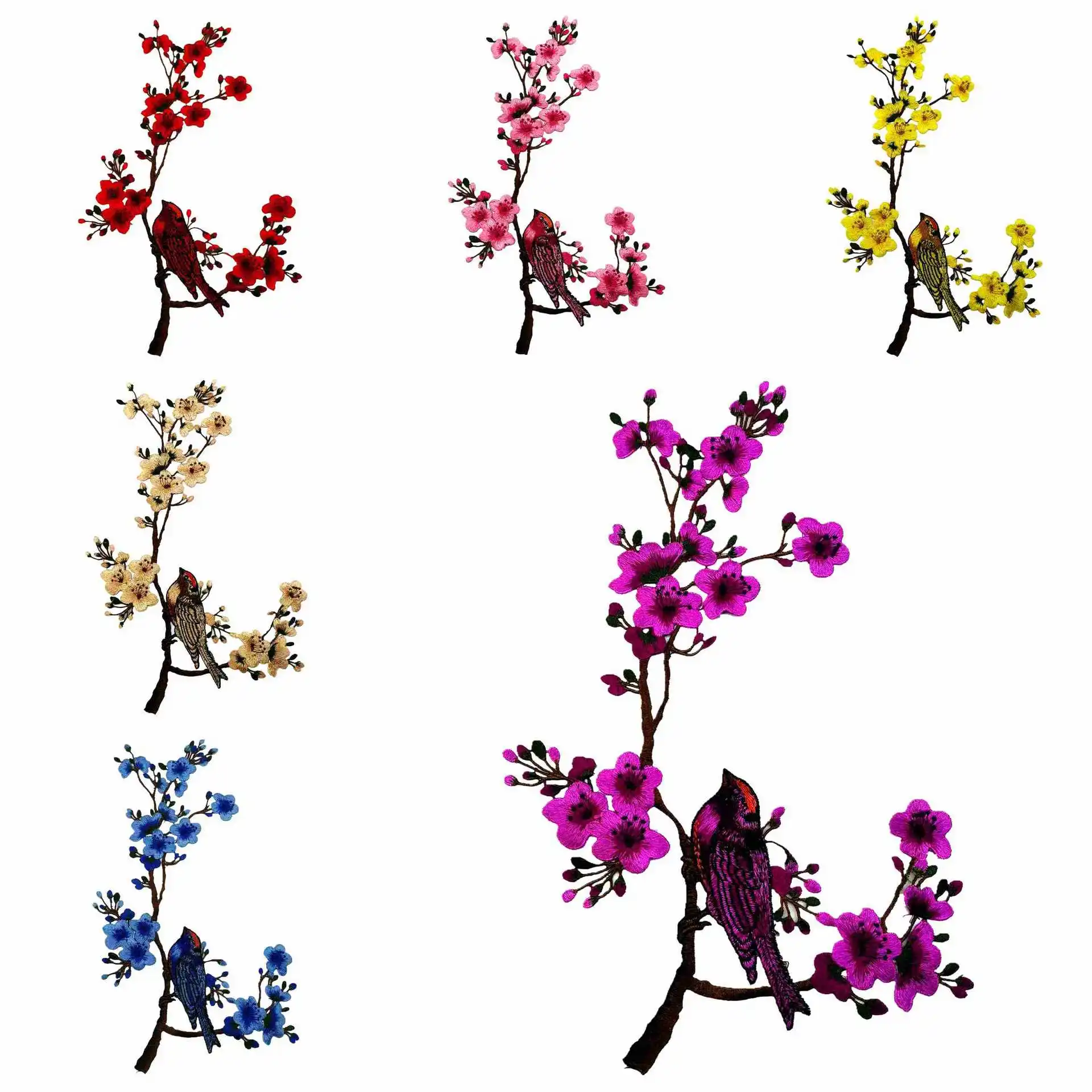 Dancing Bird Plum Blossom Water Soluble Embroidery Collar Flower Water Soluble Flower Cloth Stickers Sewing Accessories Cheongsa