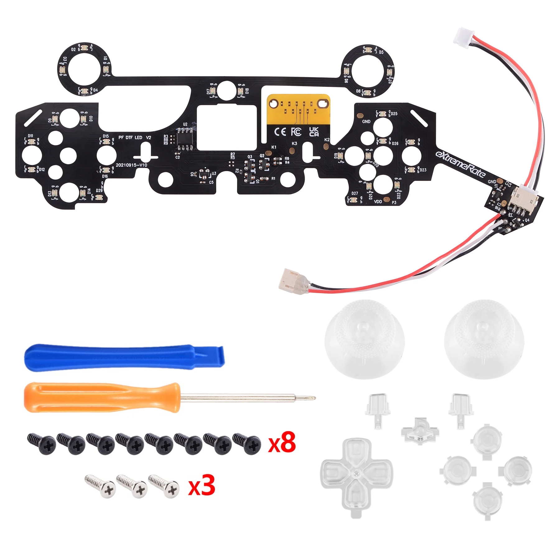 eXtremeRate Multi-Colors Luminated Dpad Thumbstick Share Home Face Buttons, DTF V3 LED Kit for PS5 Controller BDM-010 & BDM-020