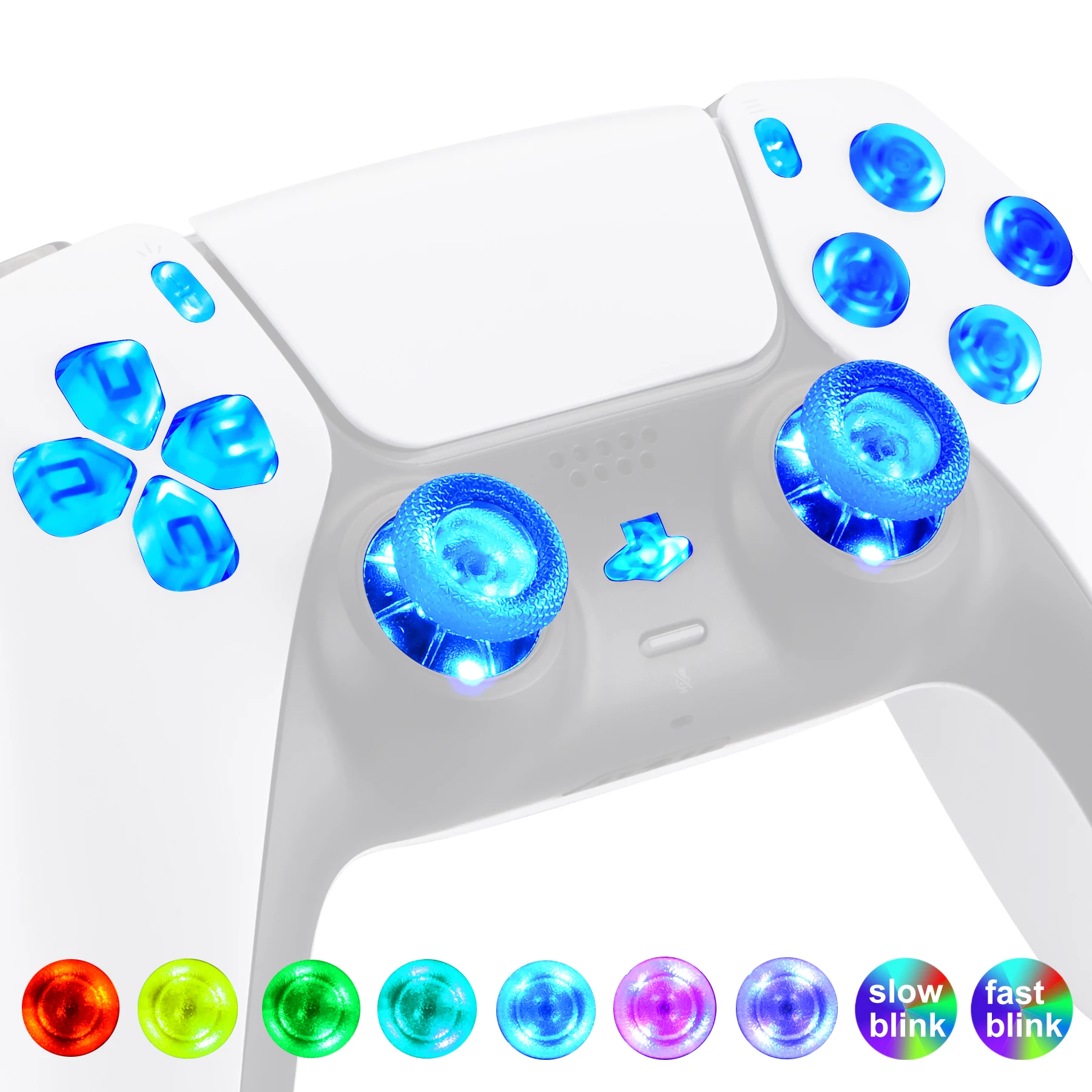 eXtremeRate Multi-Colors Luminated Dpad Thumbstick Share Home Face Buttons, DTF V3 LED Kit for PS5 Controller BDM-010 & BDM-020