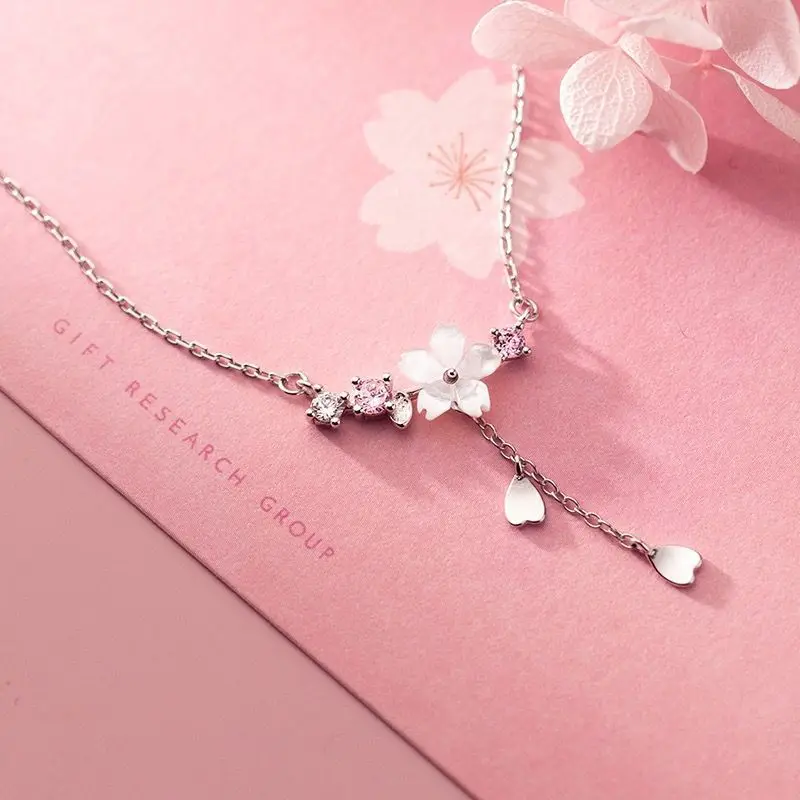 Korean Moon Pearl Zircon Stud Earrings For Women Elegant Crystal Flower Cherry Blossoms Earring Anniversary Wedding Jewelry