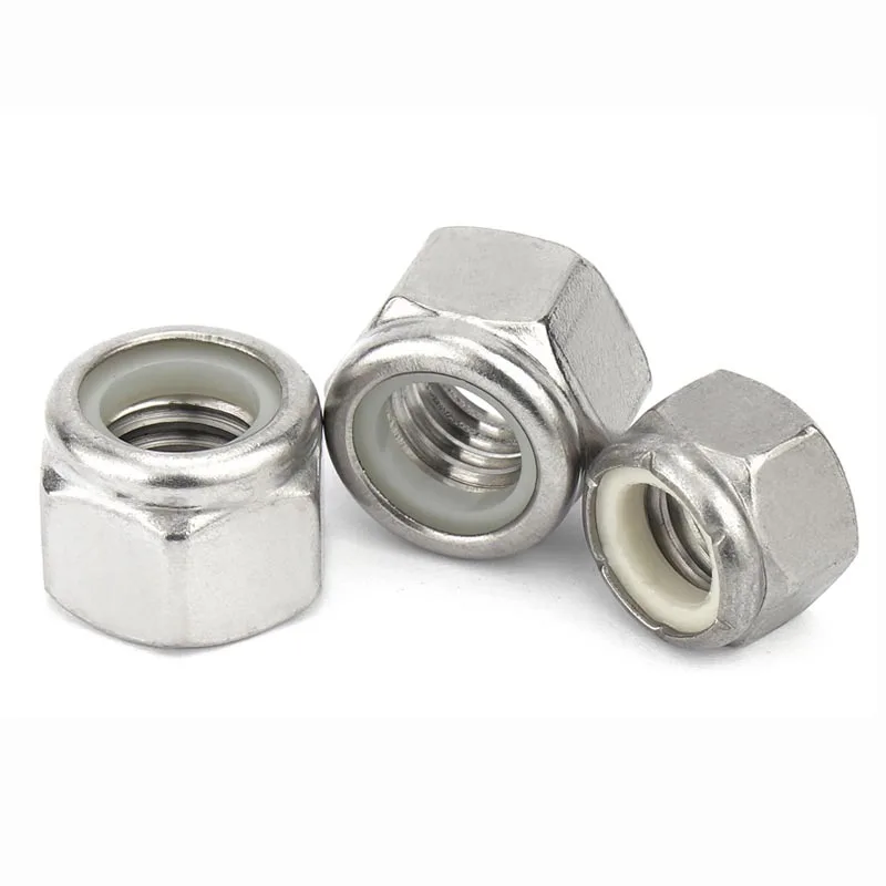 1/25pcs UNC/UNF 2 4 6 810# 1/4 5/16 3/8 7/16 to 3/4-16 304 Stainless Steel Hex Nylon Insert Lock Nut Self-locking Nylock Locknut