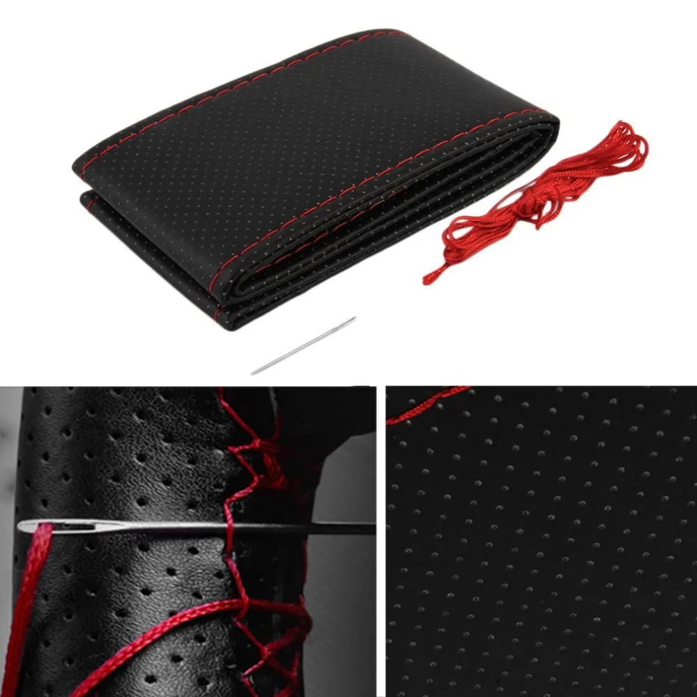 DIY Car Steering Wheel Braid Cover Fiber Leather With Needle Braid on Steering Wheel SkidProof Car Styling Interior accessories