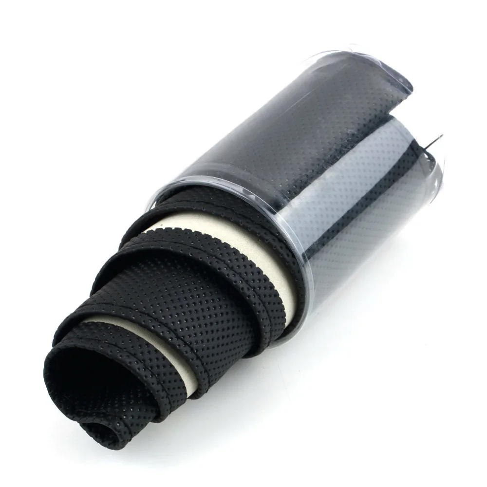 DIY Car Steering Wheel Braid Cover Fiber Leather With Needle Braid on Steering Wheel SkidProof Car Styling Interior accessories