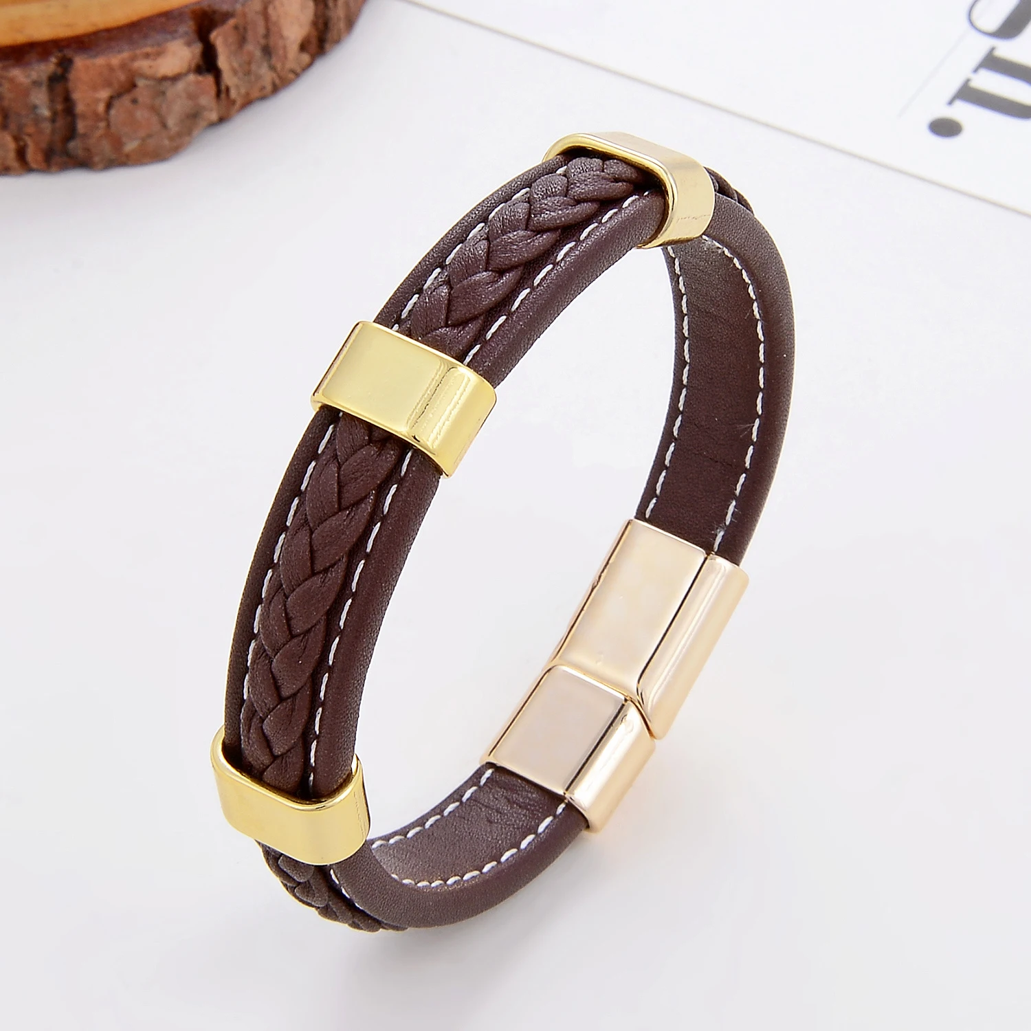 Classic Braided Leather Bracelet For Women Zinc Alloy Metal Mens Jewelry Bracelets Femme Accessories 2021 браслет мужской