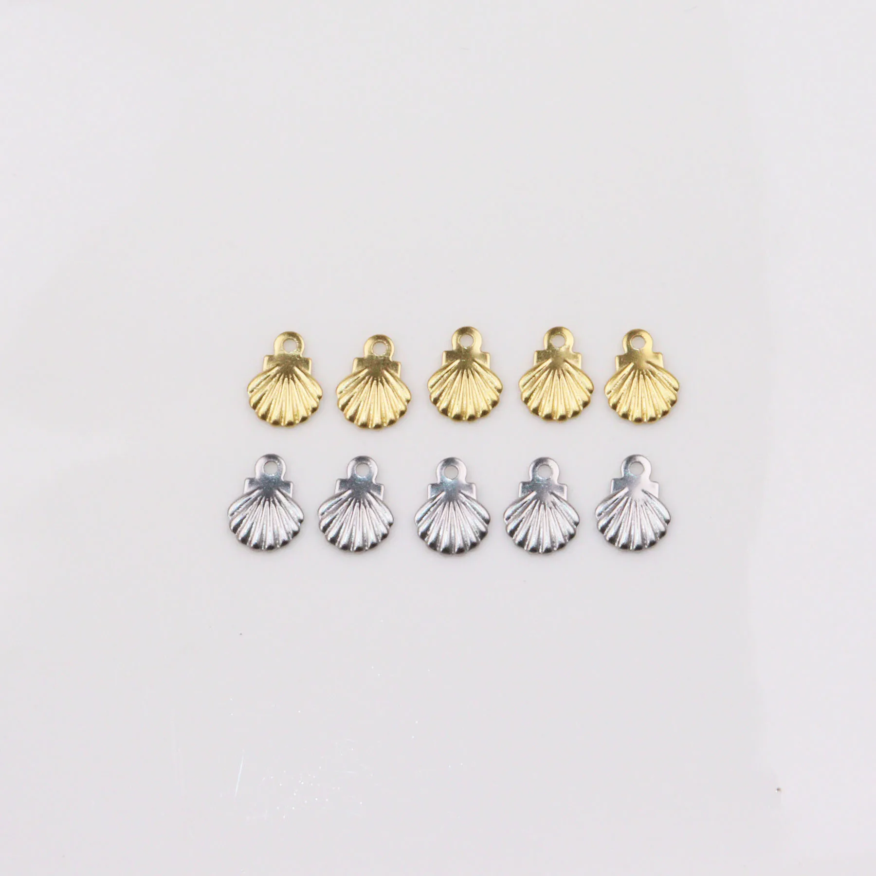 100/20pcs 6mm Wholesale StainlessSteel Mini Shell Dangling Charms DIY Anklets Earrings Bracelets Unfading Colorless 2 Colors
