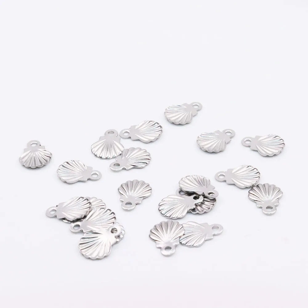 100/20pcs 6mm Wholesale StainlessSteel Mini Shell Dangling Charms DIY Anklets Earrings Bracelets Unfading Colorless 2 Colors