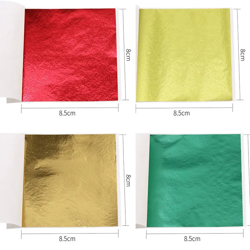 100pcs/10colors Sheet Rose Red Gold Leaf Imitation Sliver Foil Papers DIY Art Crafts Design Packaging Material Food Decor