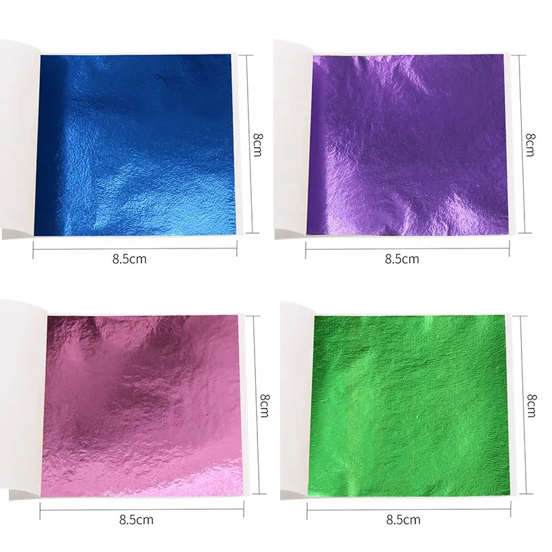 100pcs/10colors Sheet Rose Red Gold Leaf Imitation Sliver Foil Papers DIY Art Crafts Design Packaging Material Food Decor