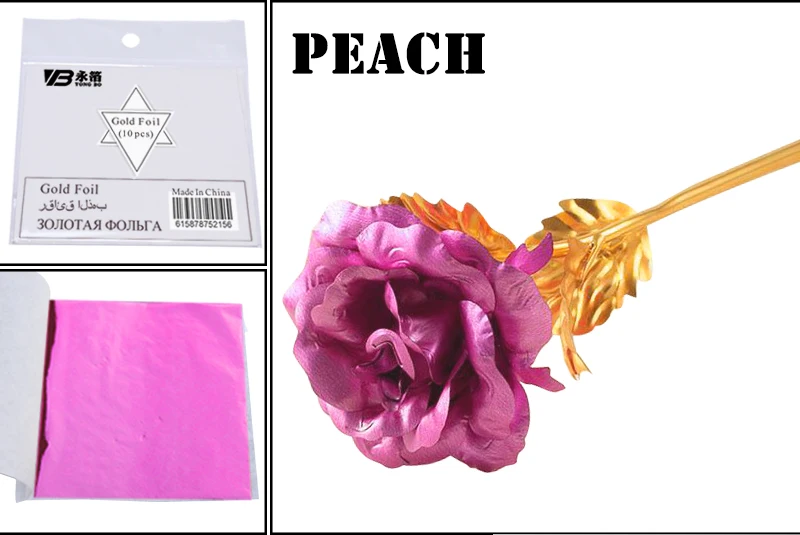 100pcs/10colors Sheet Rose Red Gold Leaf Imitation Sliver Foil Papers DIY Art Crafts Design Packaging Material Food Decor