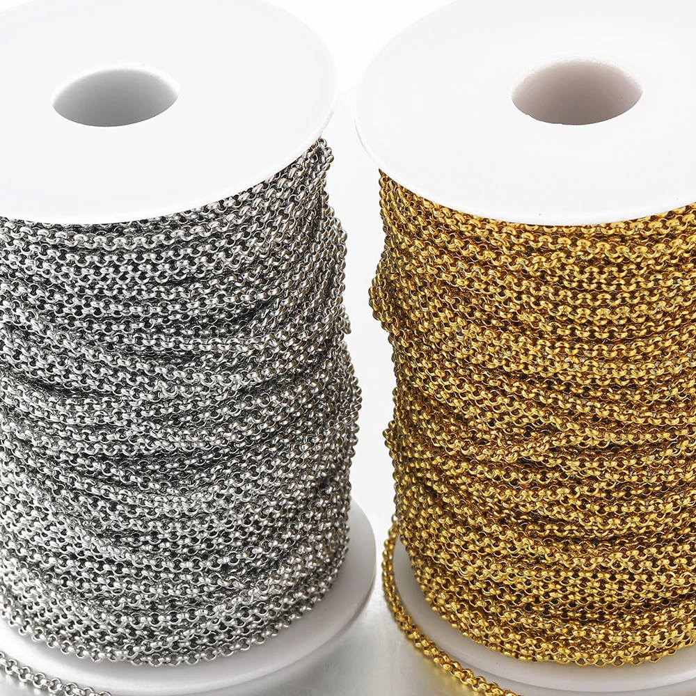 1Meter Gold Color Stainless Steel Chains Necklace Chain for DIY Bracelet Jewelry Making Components Findings Supplies 2.5/3/4mm