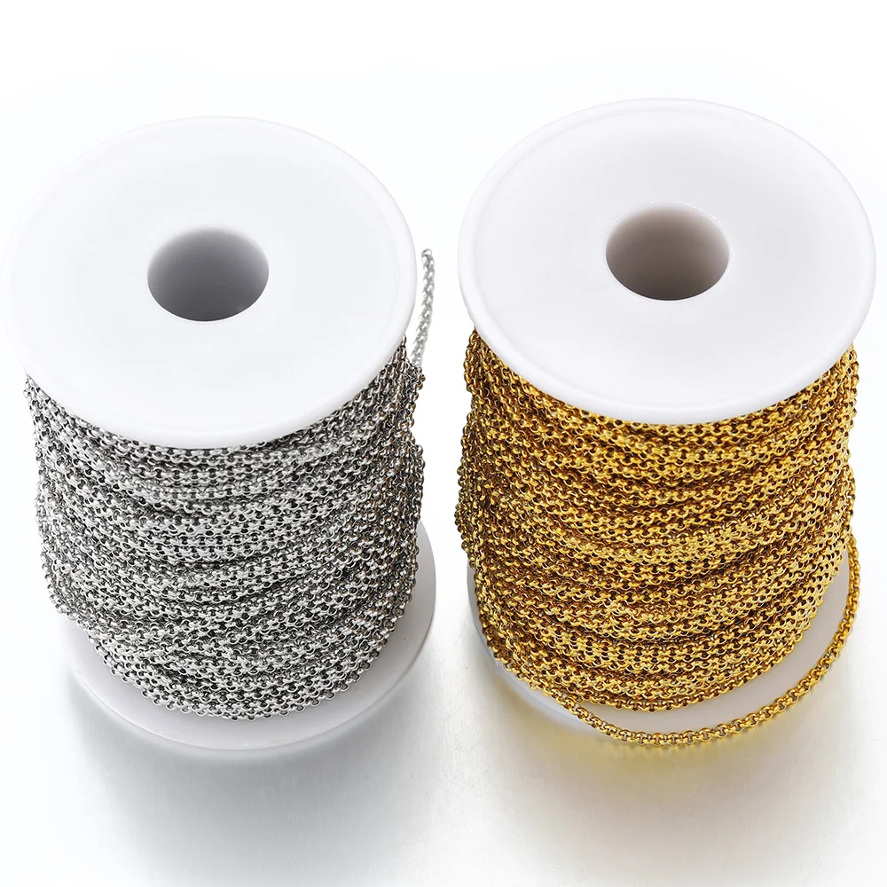 1Meter Gold Color Stainless Steel Chains Necklace Chain for DIY Bracelet Jewelry Making Components Findings Supplies 2.5/3/4mm