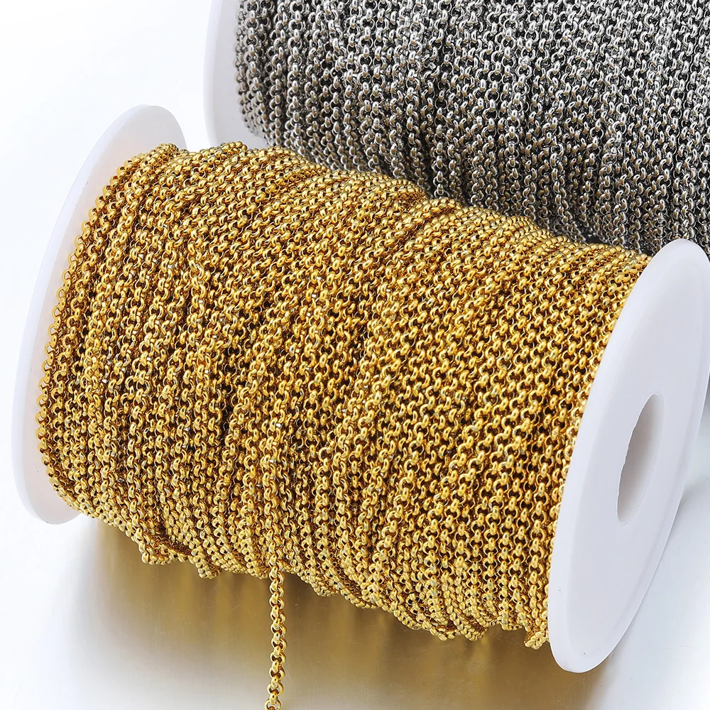 1Meter Gold Color Stainless Steel Chains Necklace Chain for DIY Bracelet Jewelry Making Components Findings Supplies 2.5/3/4mm