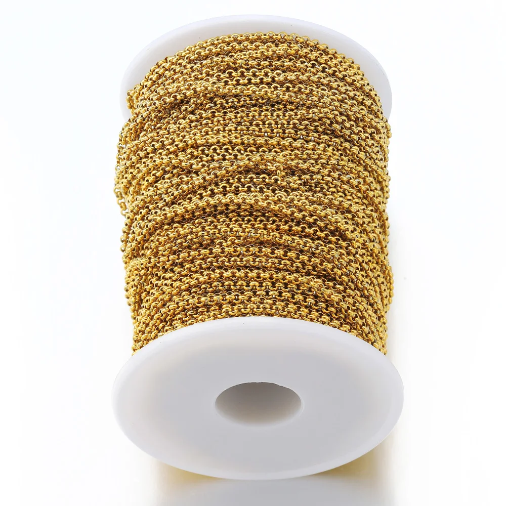 1Meter Gold Color Stainless Steel Chains Necklace Chain for DIY Bracelet Jewelry Making Components Findings Supplies 2.5/3/4mm