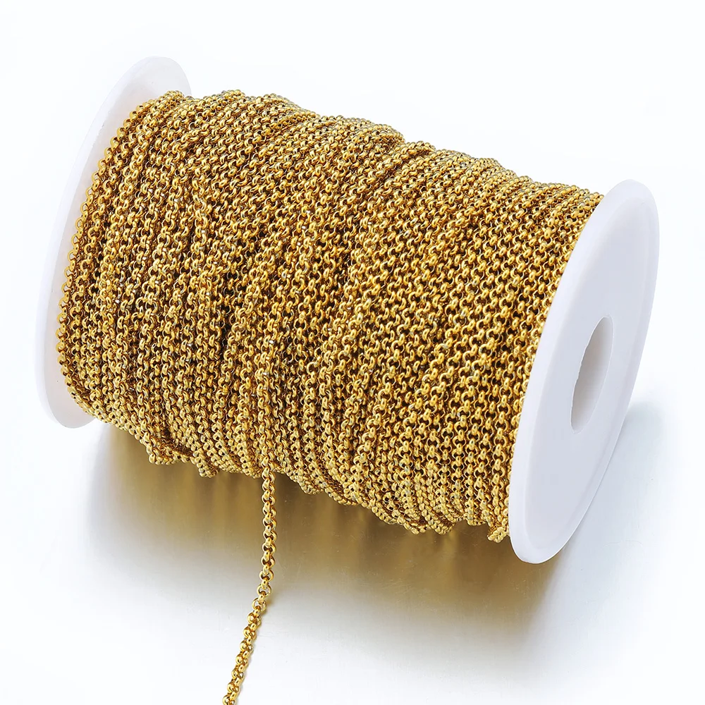 1Meter Gold Color Stainless Steel Chains Necklace Chain for DIY Bracelet Jewelry Making Components Findings Supplies 2.5/3/4mm