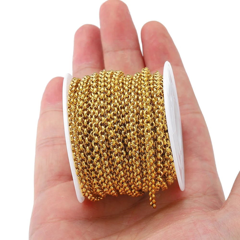 1Meter Gold Color Stainless Steel Chains Necklace Chain for DIY Bracelet Jewelry Making Components Findings Supplies 2.5/3/4mm