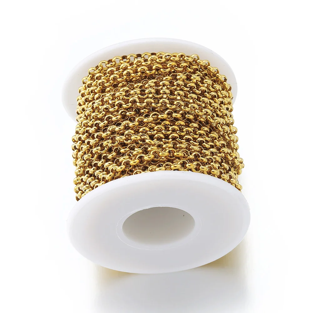 1Meter Gold Color Stainless Steel Chains Necklace Chain for DIY Bracelet Jewelry Making Components Findings Supplies 2.5/3/4mm