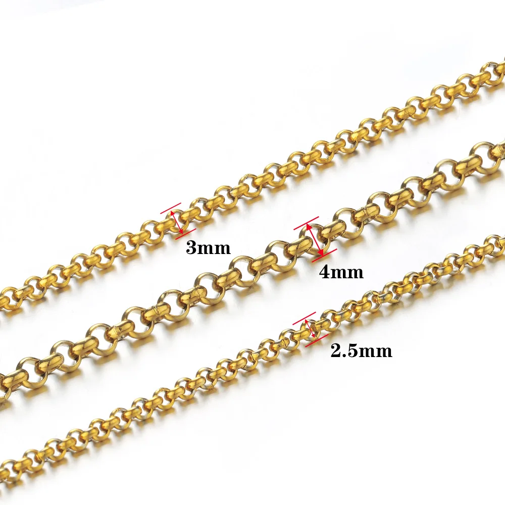 1Meter Gold Color Stainless Steel Chains Necklace Chain for DIY Bracelet Jewelry Making Components Findings Supplies 2.5/3/4mm