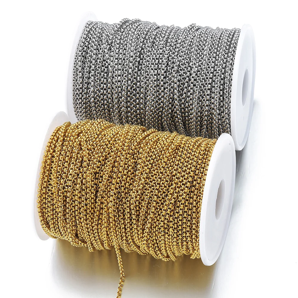 1Meter Gold Color Stainless Steel Chains Necklace Chain for DIY Bracelet Jewelry Making Components Findings Supplies 2.5/3/4mm