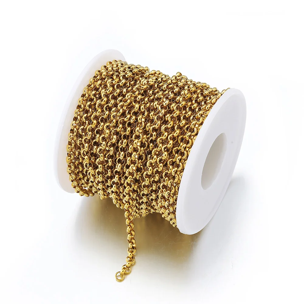 1Meter Gold Color Stainless Steel Chains Necklace Chain for DIY Bracelet Jewelry Making Components Findings Supplies 2.5/3/4mm