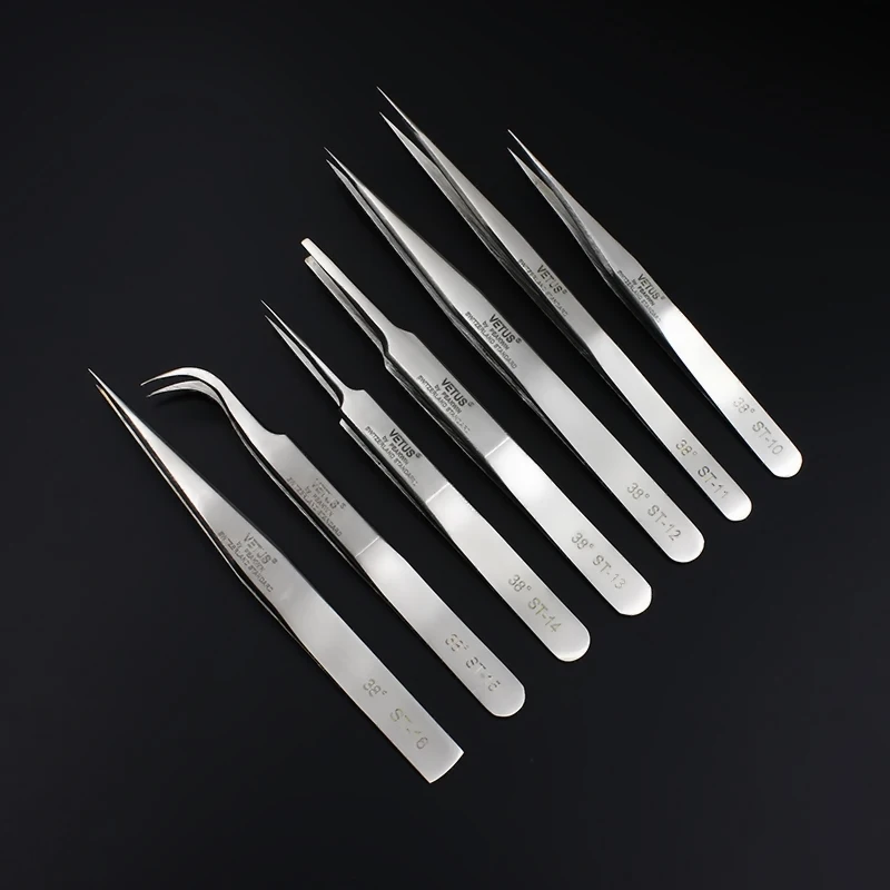 100% Vetus Original ST HRC 38 Series Super Fine Tip Tweezers for Mink Eyelash Plant Anti Acid Anti-magnetic Pinzas
