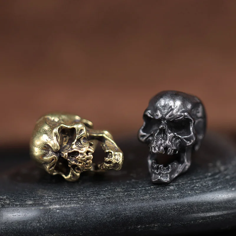 EDC Paracord Beads Punk Skull Retro Brass Umbrella Rope Lanyard Pendant Red Copper Knife Bead DIY Bracelet Keychain Accessories