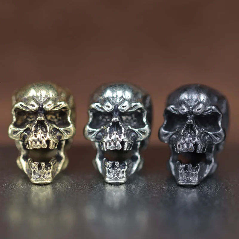 EDC Paracord Beads Punk Skull Retro Brass Umbrella Rope Lanyard Pendant Red Copper Knife Bead DIY Bracelet Keychain Accessories
