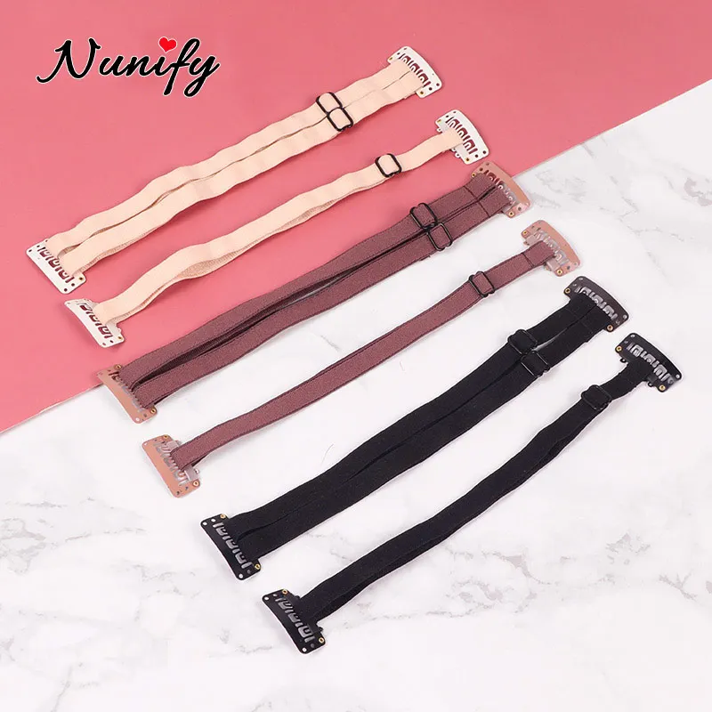 Black Blonde Lifed Eyes Band With Clips Adjustable Long Size Elastic Band For Hair Clip Stretch Straps Rubber Band With Clip