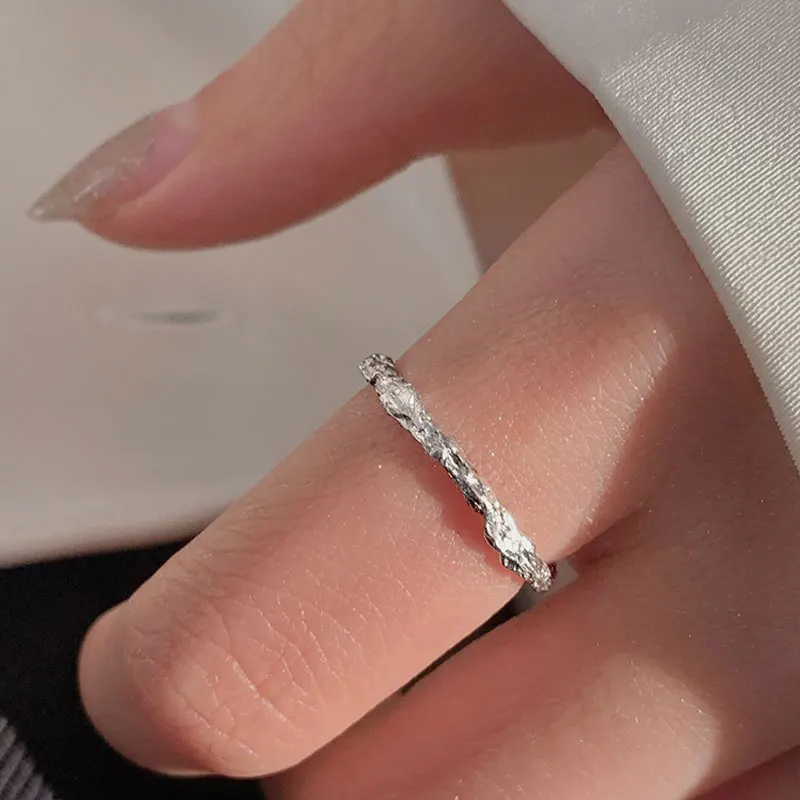 VENTFILLE 925 Sterling Silver Personalized Opening Simple Niche Design Ins Fashion Ring