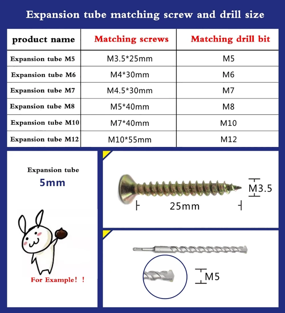 Yiqianyuan M6 Wall Plastic Wall Anchor Bolts Expansion Pipe Column Concrete Wall Plug Frame Fixings Tube Yellow