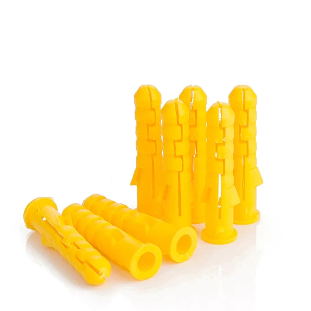 Yiqianyuan M6 Wall Plastic Wall Anchor Bolts Expansion Pipe Column Concrete Wall Plug Frame Fixings Tube Yellow