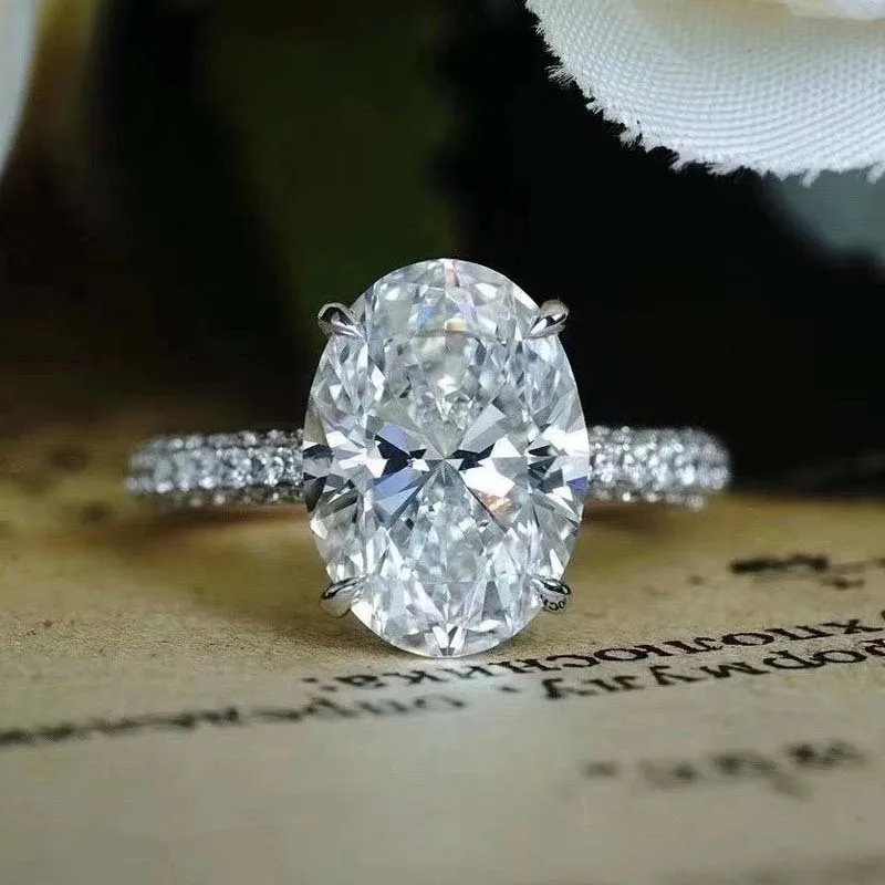 925 Sterling Silver Oval Finger Rings for Women Elegant Paraiba Tourmaline Ring Classic Engagement Wedding Statement Jewelry