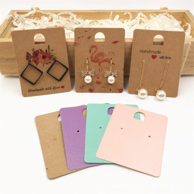 50pcs Paper Jewelry Display Stand Cards Earring Showcase Holder Organizer Packaging Gifts Small Businesses Supplies Material