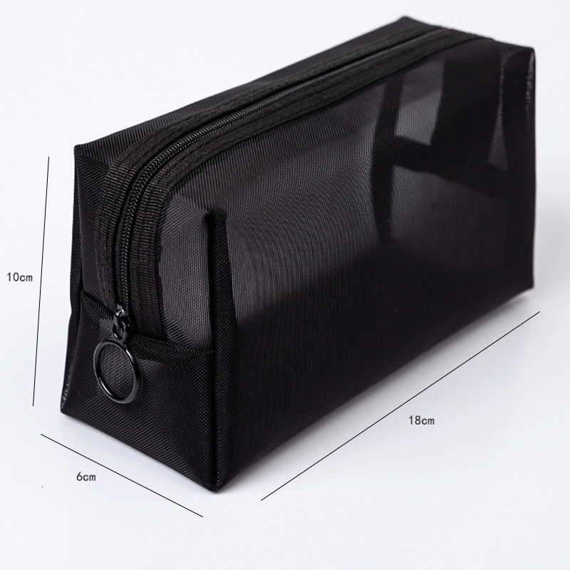 1PCS Women Travel Zipper Make Up Makeup Bag Organizer Storage Pouch Black Mesh Cosmetic Bag Toiletry Clear Wash Bags Case