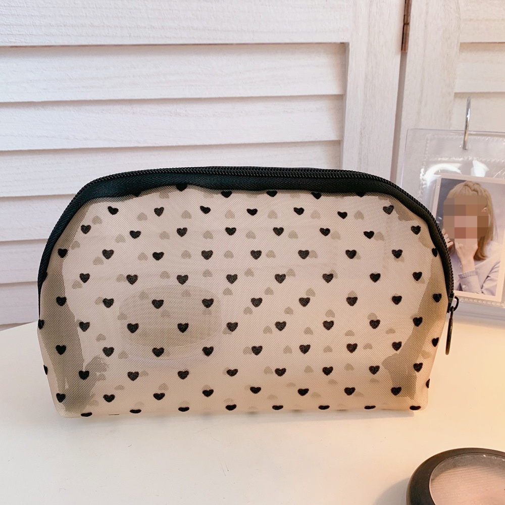 1PCS Women Travel Zipper Make Up Makeup Bag Organizer Storage Pouch Black Mesh Cosmetic Bag Toiletry Clear Wash Bags Case