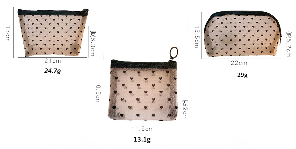 1PCS Women Travel Zipper Make Up Makeup Bag Organizer Storage Pouch Black Mesh Cosmetic Bag Toiletry Clear Wash Bags Case