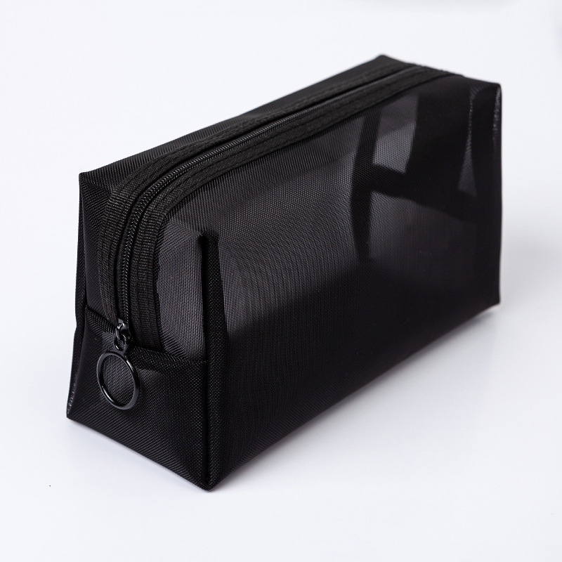1PCS Women Travel Zipper Make Up Makeup Bag Organizer Storage Pouch Black Mesh Cosmetic Bag Toiletry Clear Wash Bags Case