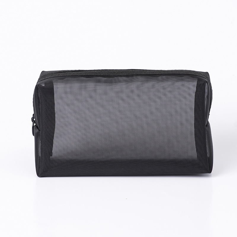1PCS Women Travel Zipper Make Up Makeup Bag Organizer Storage Pouch Black Mesh Cosmetic Bag Toiletry Clear Wash Bags Case