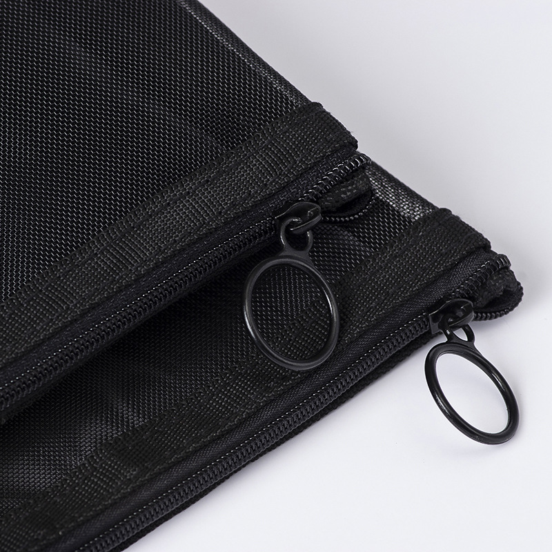 1PCS Women Travel Zipper Make Up Makeup Bag Organizer Storage Pouch Black Mesh Cosmetic Bag Toiletry Clear Wash Bags Case