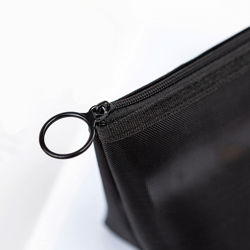 1PCS Women Travel Zipper Make Up Makeup Bag Organizer Storage Pouch Black Mesh Cosmetic Bag Toiletry Clear Wash Bags Case