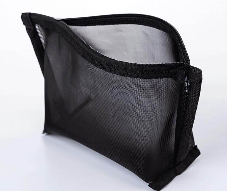 1PCS Women Travel Zipper Make Up Makeup Bag Organizer Storage Pouch Black Mesh Cosmetic Bag Toiletry Clear Wash Bags Case