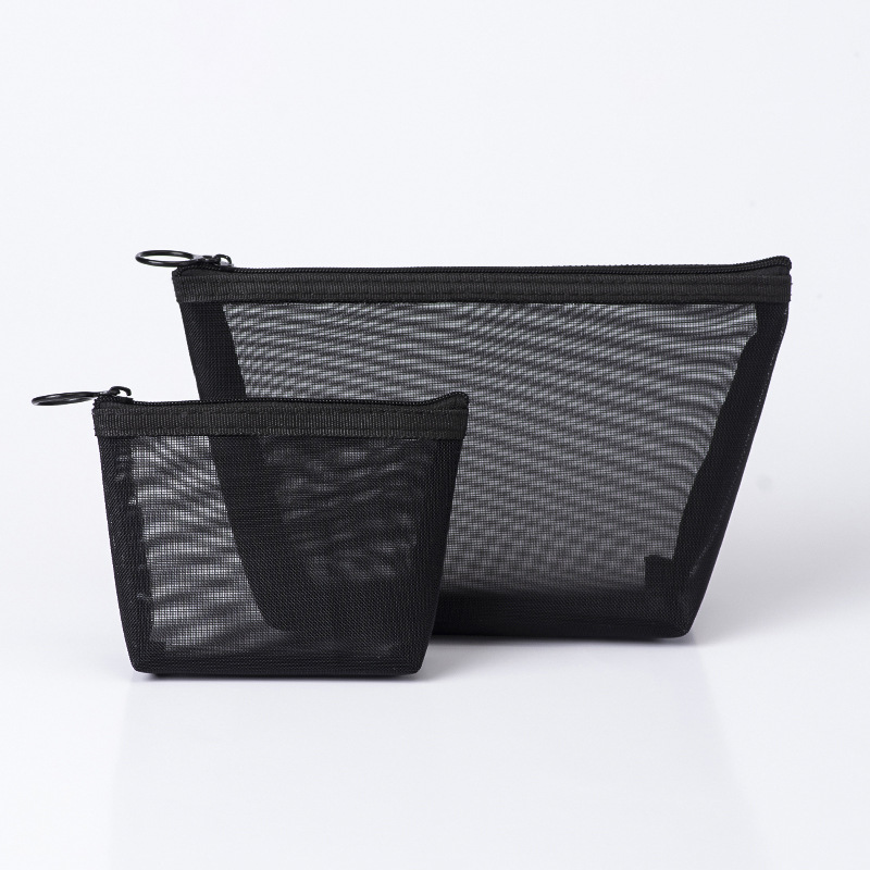 1PCS Women Travel Zipper Make Up Makeup Bag Organizer Storage Pouch Black Mesh Cosmetic Bag Toiletry Clear Wash Bags Case