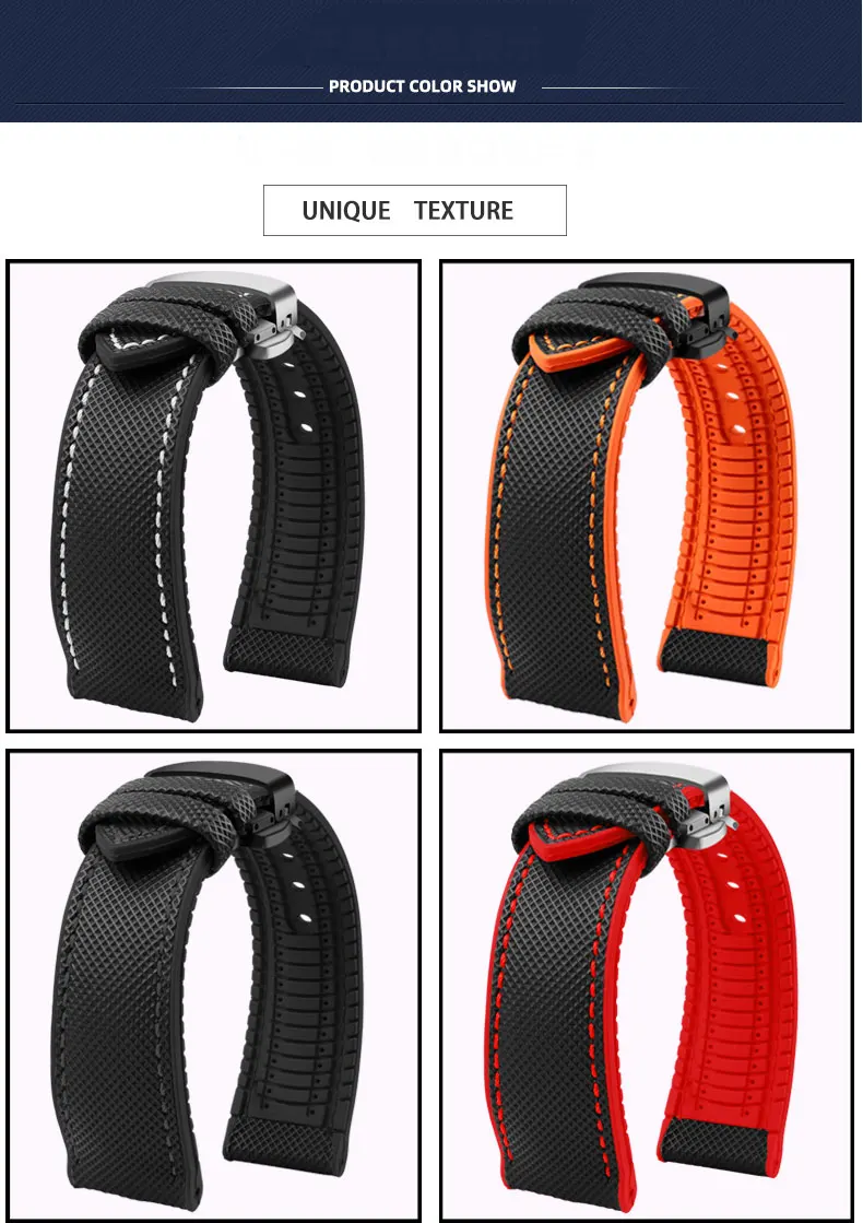 Carbon fiber rubber watchband 19 20mm 21mm 22mm 23 24mm for Longines Seiko omega Hamilton silicone strap wristband accessories