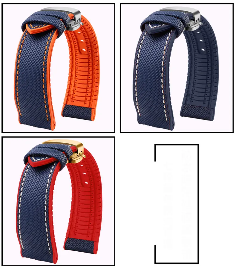 Carbon fiber rubber watchband 19 20mm 21mm 22mm 23 24mm for Longines Seiko omega Hamilton silicone strap wristband accessories