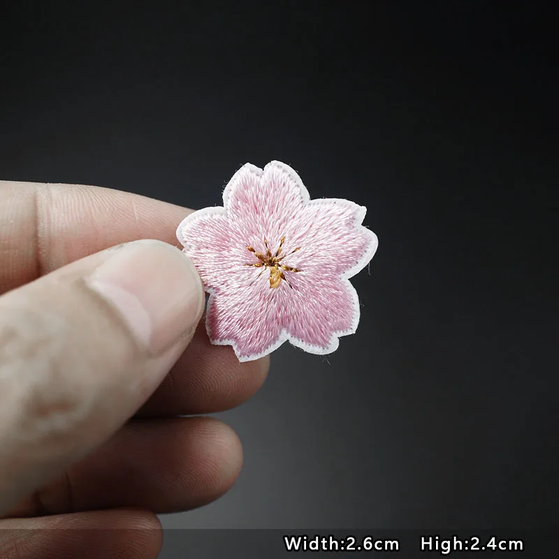 Sakura Patches Embroidery For T-Shirt Iron On Appliques Clothes Jeans Stickers Badges Parche